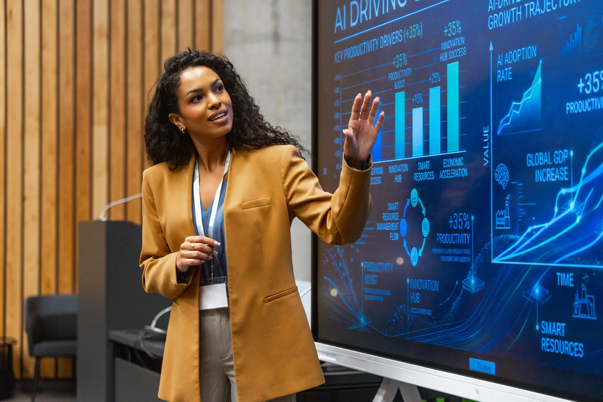 Technology leader presenting strategic priorities