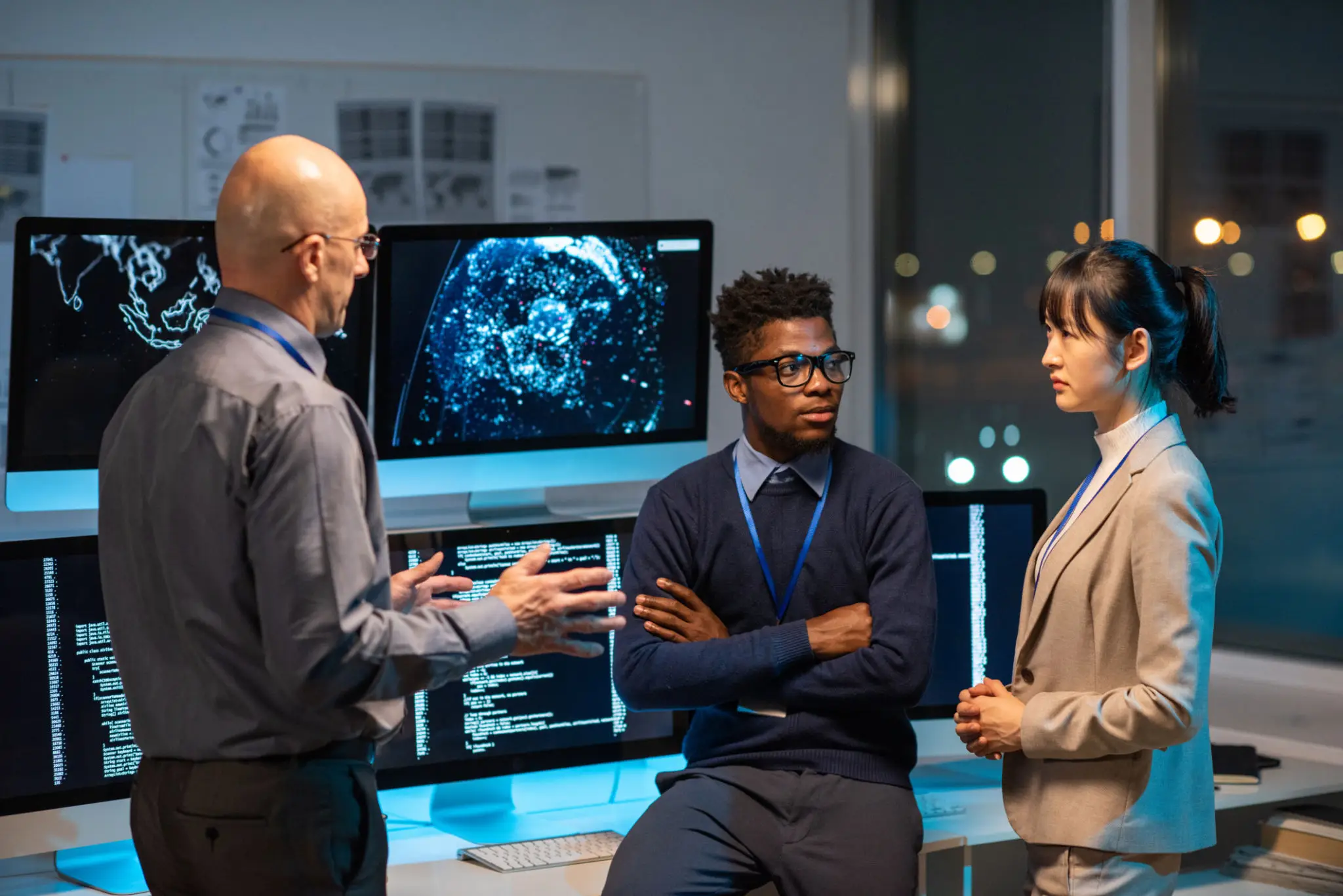 Bank risk team discussing cybersecurity, vendor risk, and AI control posture